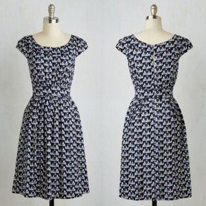 Emily and Fin via Modcloth Navy, Purple and White Patterned Dress